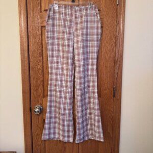 SHEIN Women's Plaid Flared Pants Pink Multicolor Size M Casual New